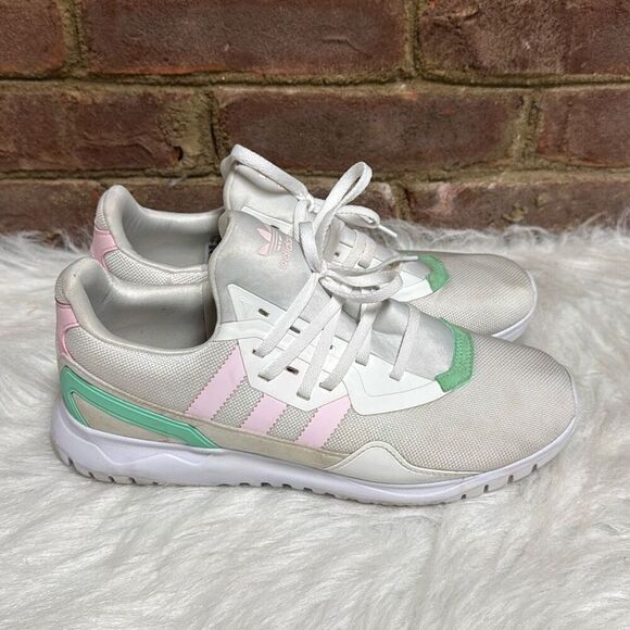Adidas White Pink &Green Sneaker Size 7 - Picture 1 of 8